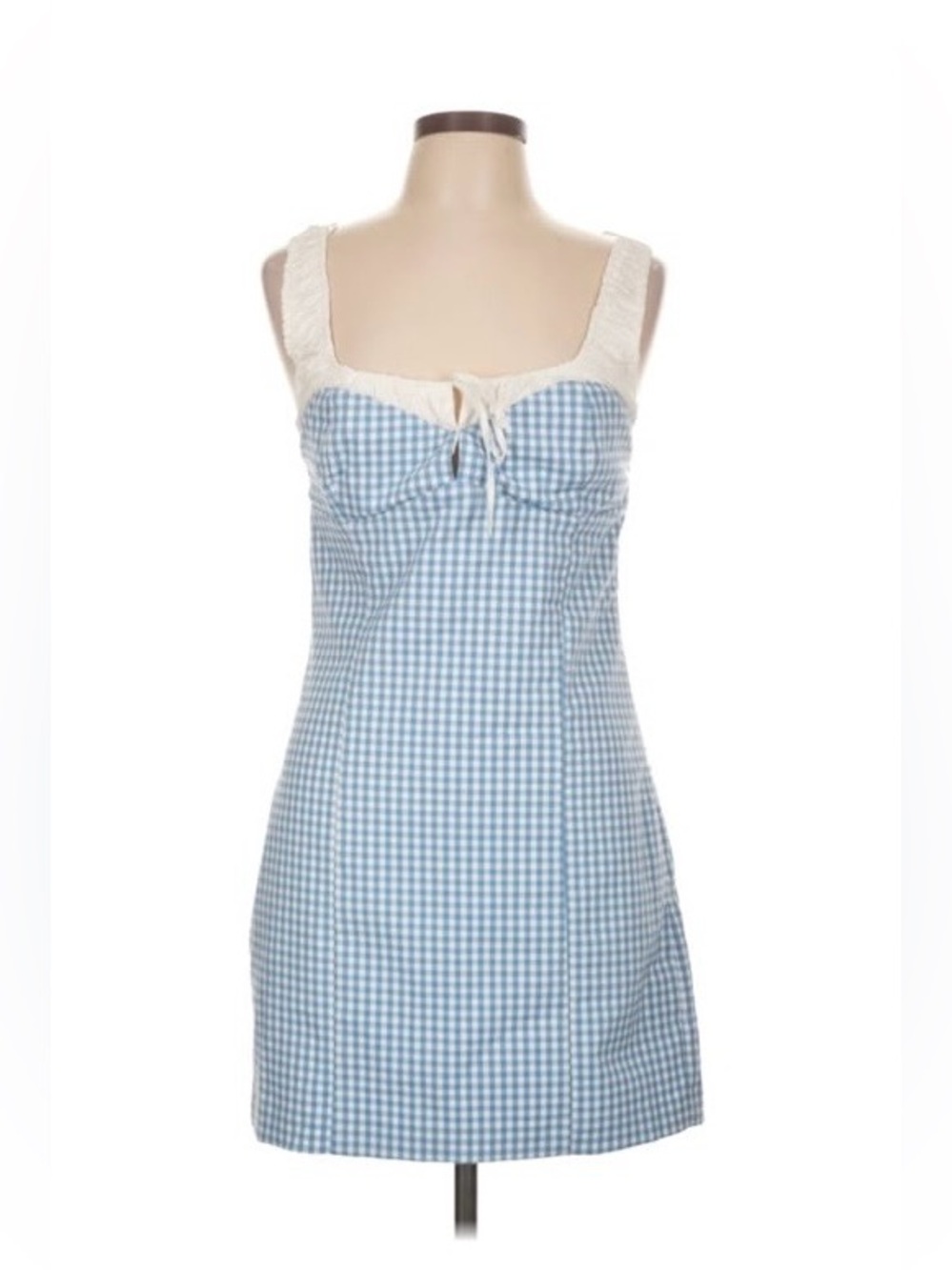 •Zara• Blue and White Gingham Bustier Mini Dress